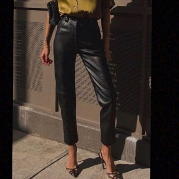 NEWPORT NEWS 100% Black Leather Pants sz. 4 - Picture 7 of 9